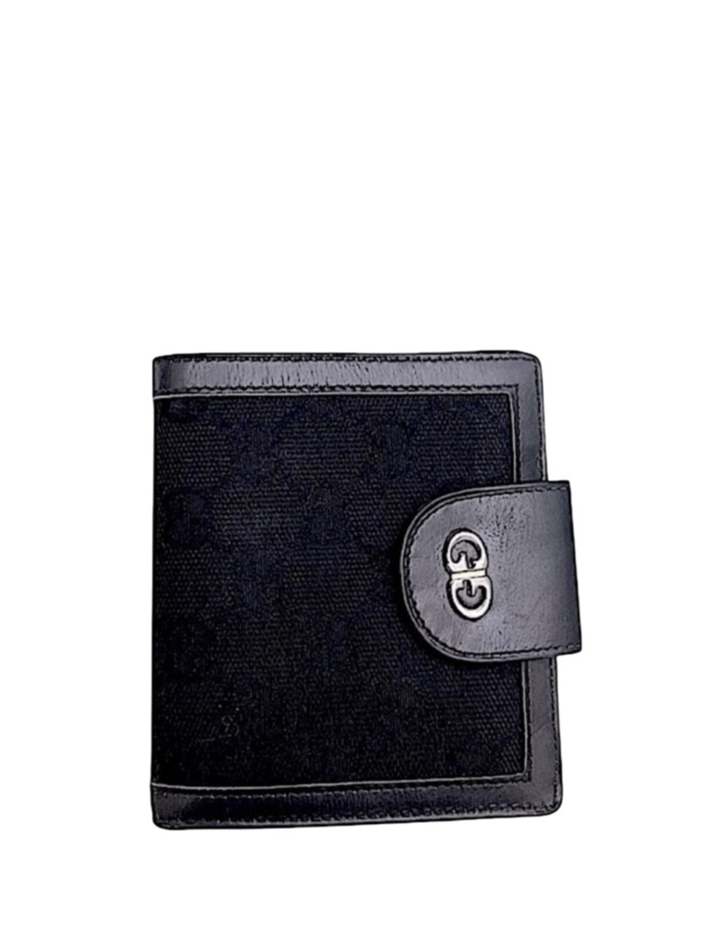 GUCCI - BLACK CANVAS GG SUPREME MONOGRAM COMPACT BIFOLD SNAP WALLET